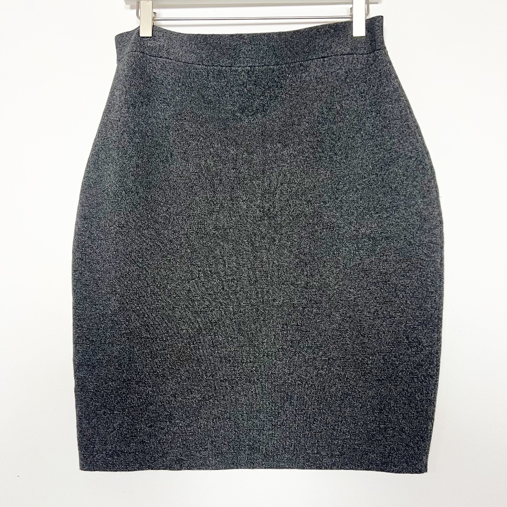 Eileen Fisher Women Skirt Size M Medium Knit Straight Gray Dark Heather RARE